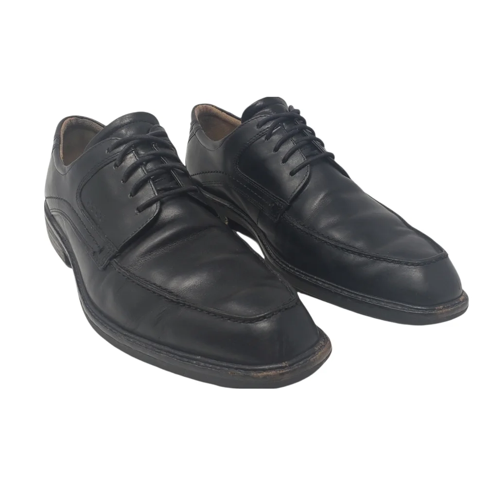 Ecco Black Leather Derby Shoes‎ Size Eur 45 US 11 Lace Up
